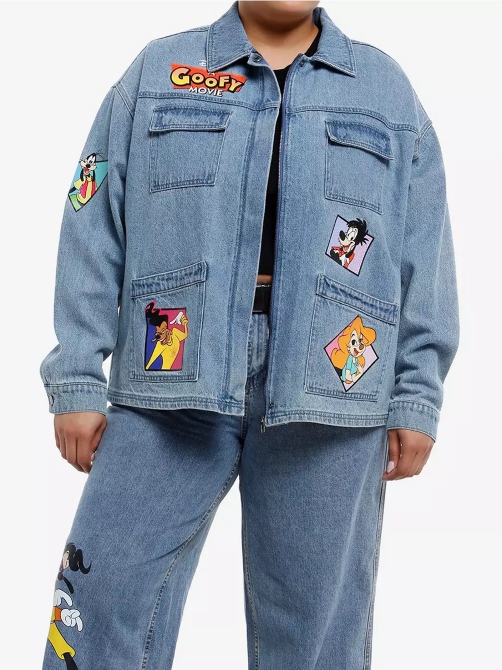 Her Universe Disney A Goofy Movie Characters Girls Denim Jacket Plus NWT
